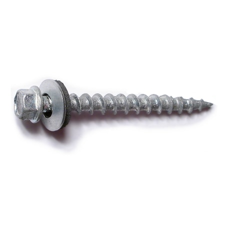 Self-Drilling Screw, #10 X 2 In, Galvanized Steel Hex Head Hex Drive, 15 PK